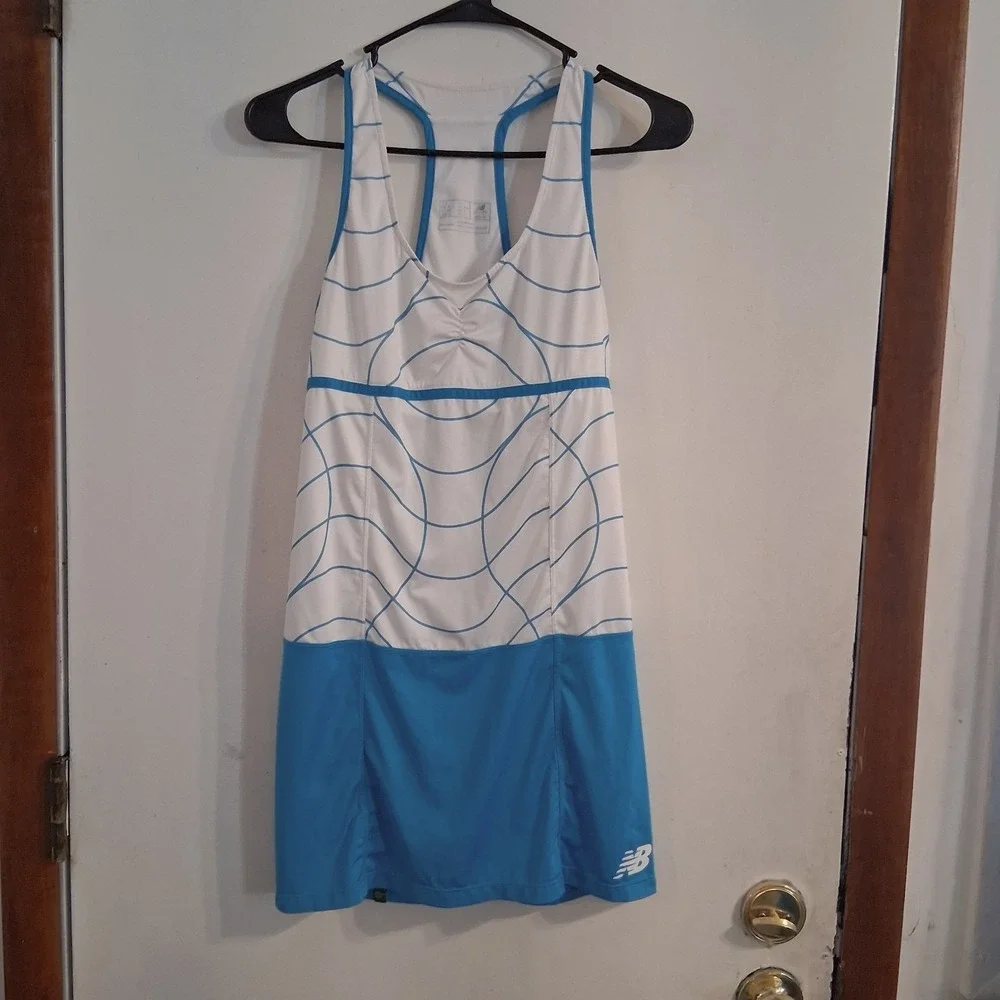 New‎ Balance Tennis Dress Racerback  Teal Turquoise White EUC M